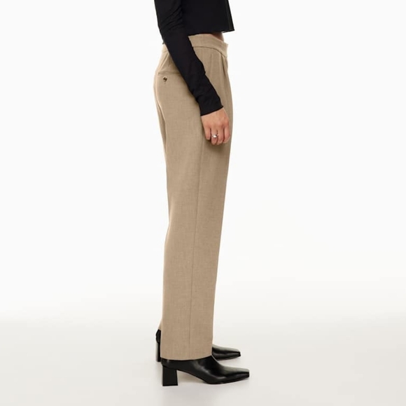Aritzia Wilfred Ibiza High Rise Pleated Trouser Pants Size 4 In Heather Bisque - Picture 7 of 16